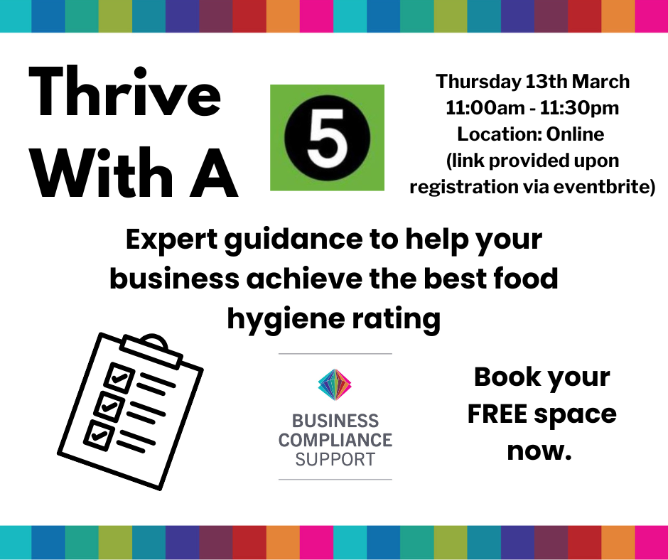 A flyer with the details of the next thrive with a 5 workshop