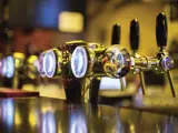 Beer pumps in a pub