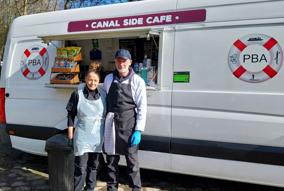 Lee and Annmarie Howell stood in front of their cafe