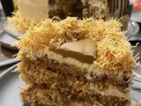 A cake with kunafeh topping