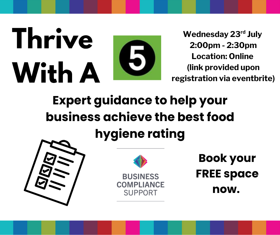 A flyer containing the details of the July Thrive With a 5 online workshop. 23rd July 2025 at 2pm - 2:30pm