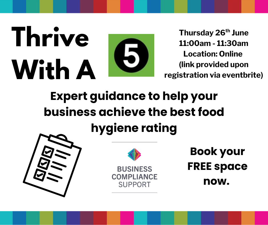 A flyer advertising the online Thrive With A 5 workshop on 26th June at 11am