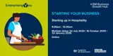 A flyer advertising the GM Business Growth Hub's Starting up in Hospitality event.